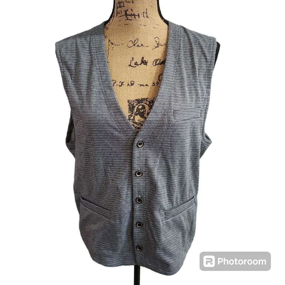 Murano‎ Diamond Jacquared Knit Vest Mens SZ Large Pockets Casual Business Office